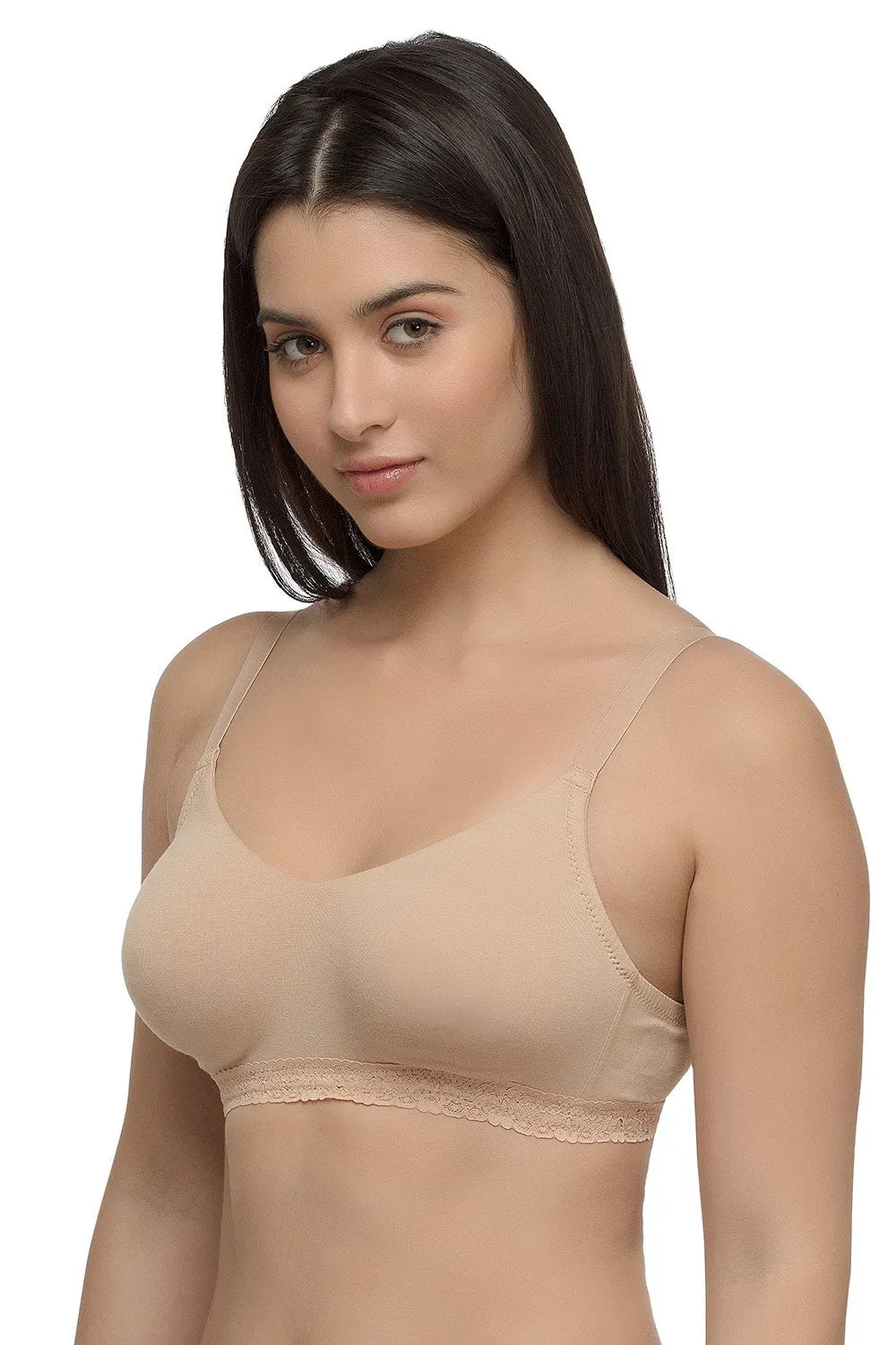 Organic Seamless Laced Bra (Pack of 2)-ISB054-Skin_Black-