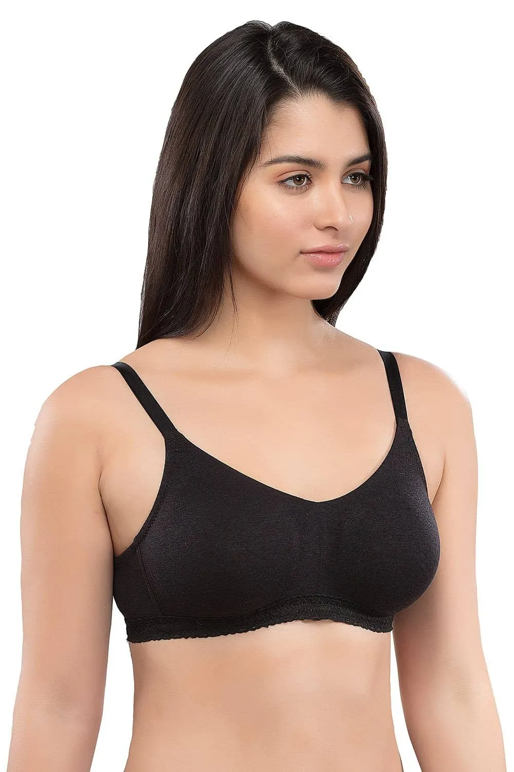 Organic Seamless Laced Bra (Pack of 2)-ISB054-Skin_Black-