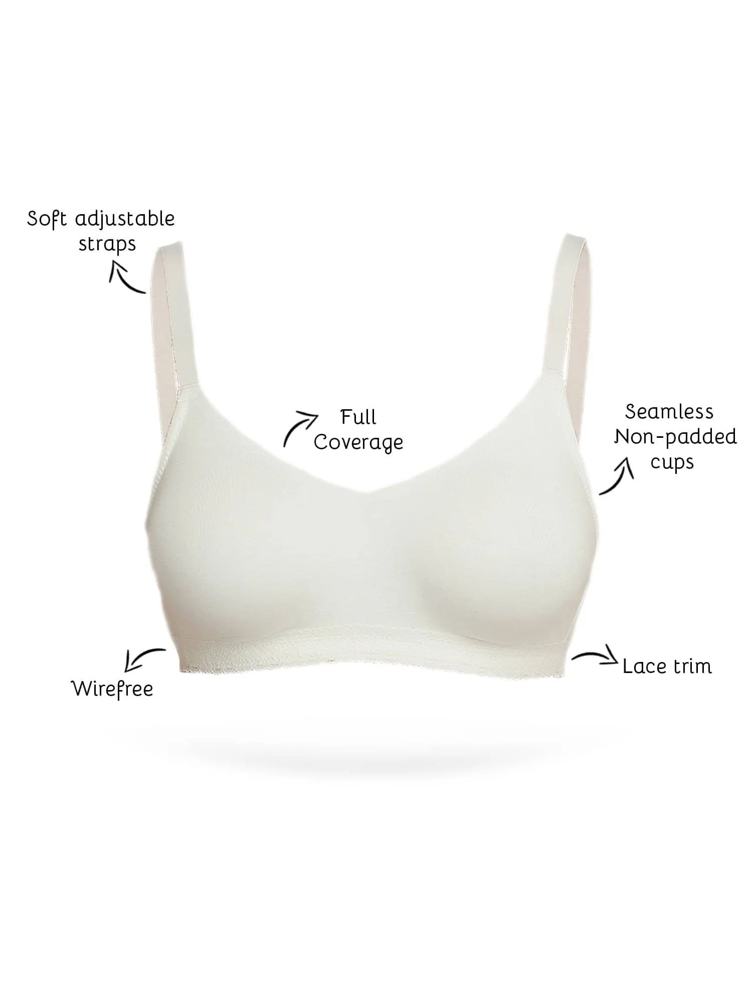 Organic Seamless Laced Bra (Pack of 3)-ISB054-M.White_M.White_Black-