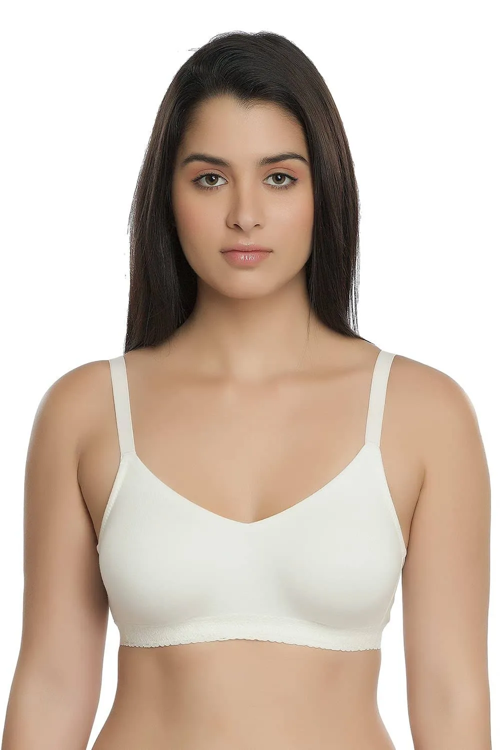 Organic Seamless Laced Bra (Pack of 3)-ISB054-M.White_M.White_Black-