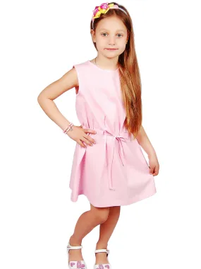 Pink Polka Dot Drawstring Dress by Kids Couture