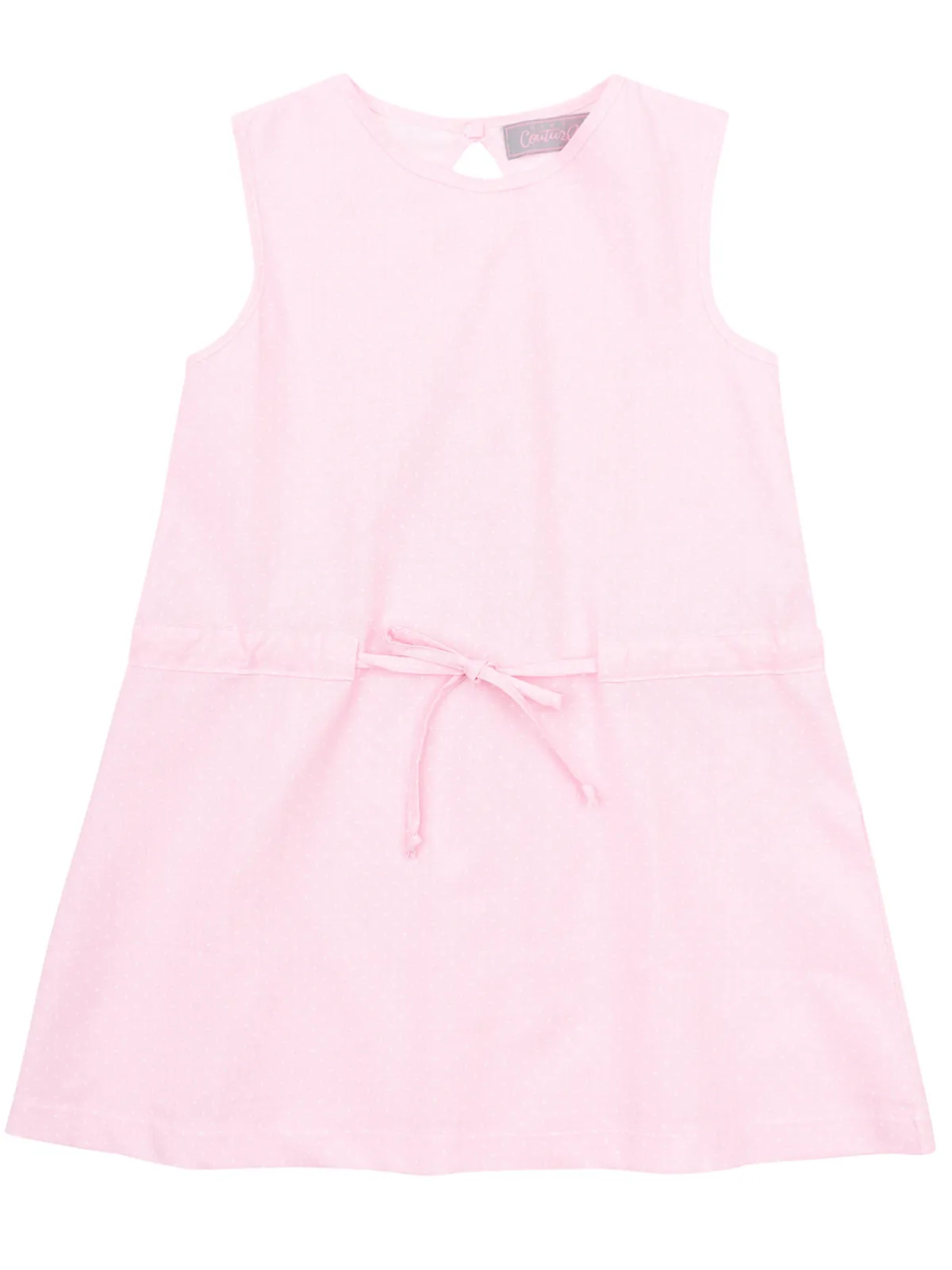 Pink Polka Dot Drawstring Dress by Kids Couture