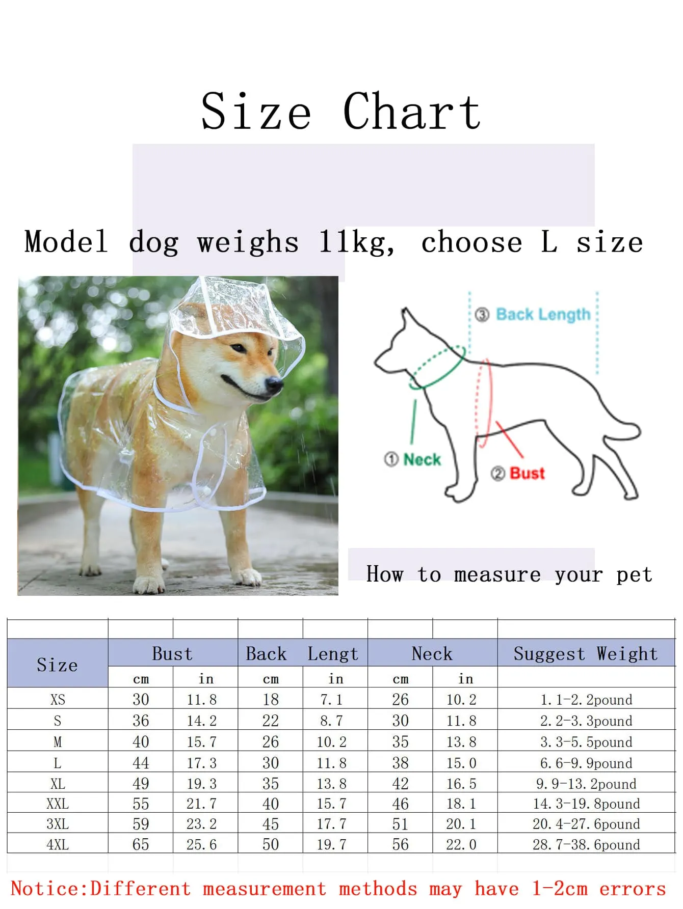 Pu Waterproof Pet Jacket, Transparent Pet Raincoat, Fashionable Full Coverage Dog Raincoat For Outdoor Activities