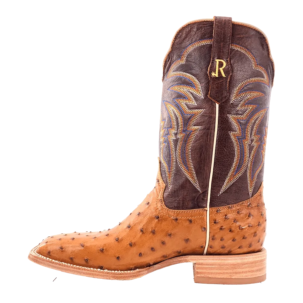 R. Watson Men's Antique Saddle Full Quill Ostrich Western Boots RW4506-2