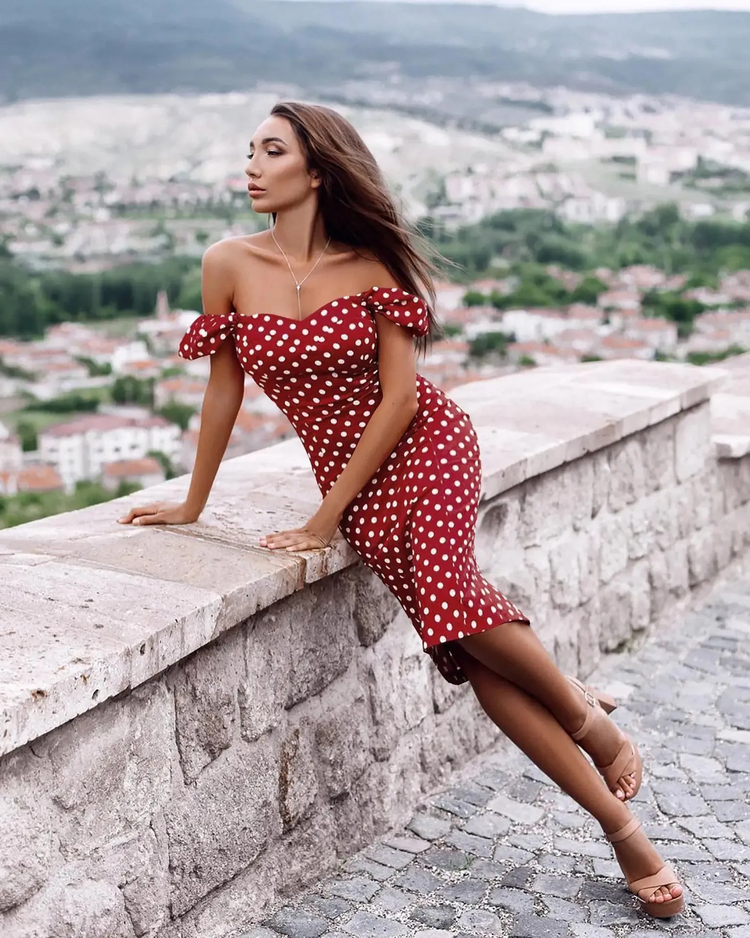 Red polka dot dress