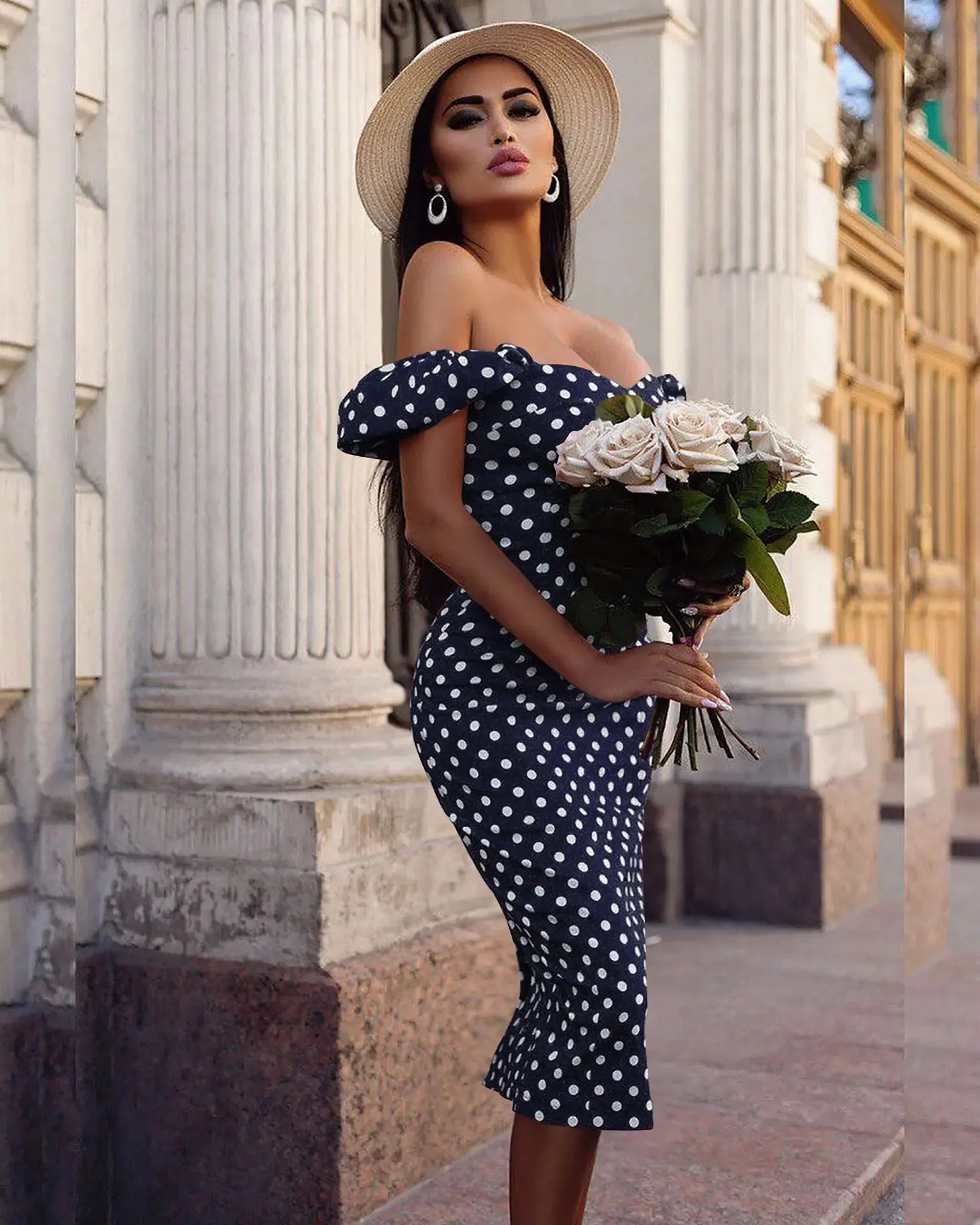 Red polka dot dress