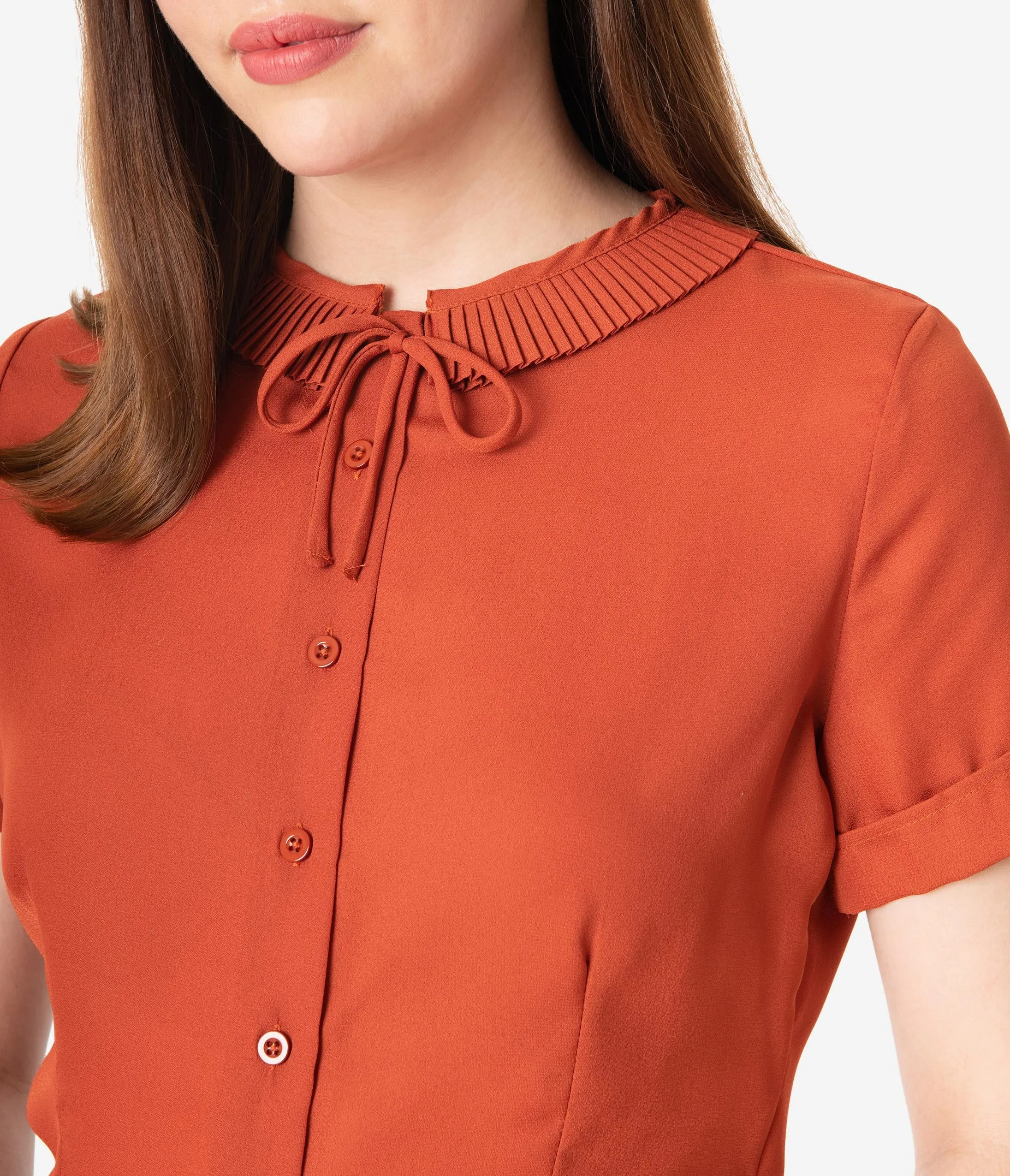 Retro Style Rust Orange Ingrid Crop Blouse