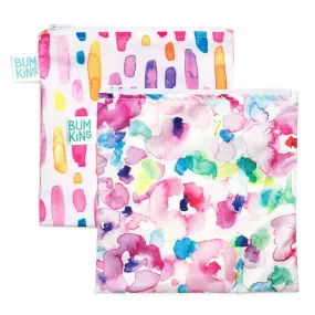 Reusable Snack Bag, Large 2-Pack: Watercolor & Brush Strokes