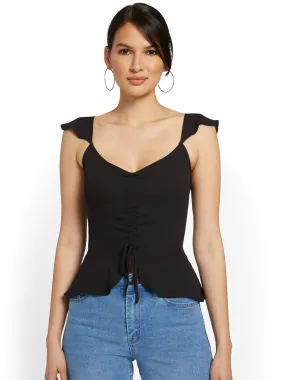 Ruched-Front Peplum Top