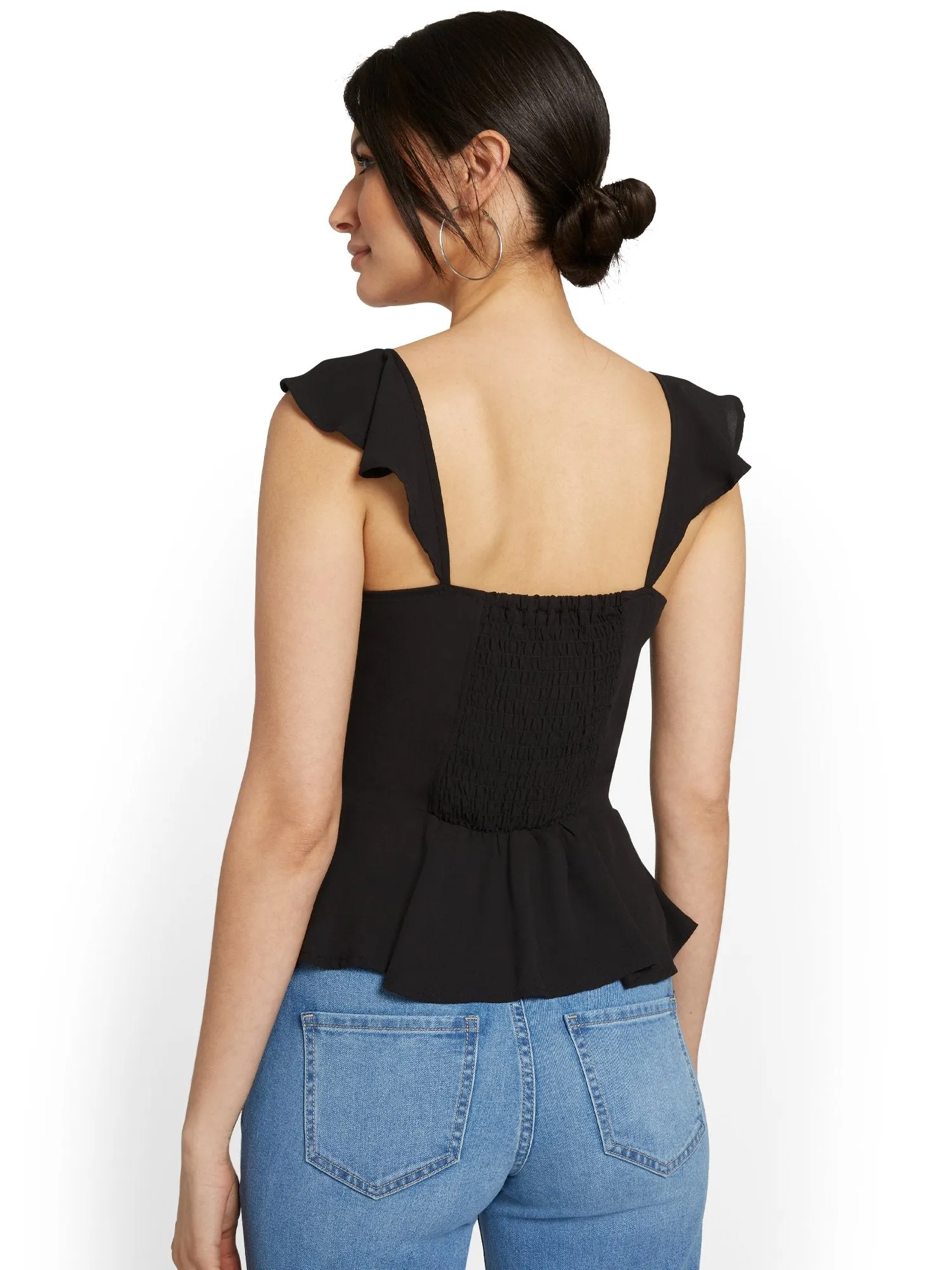 Ruched-Front Peplum Top