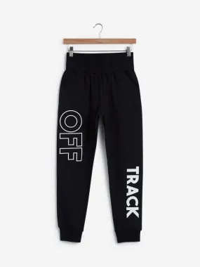 Studiofit Black Text Printed Joggers