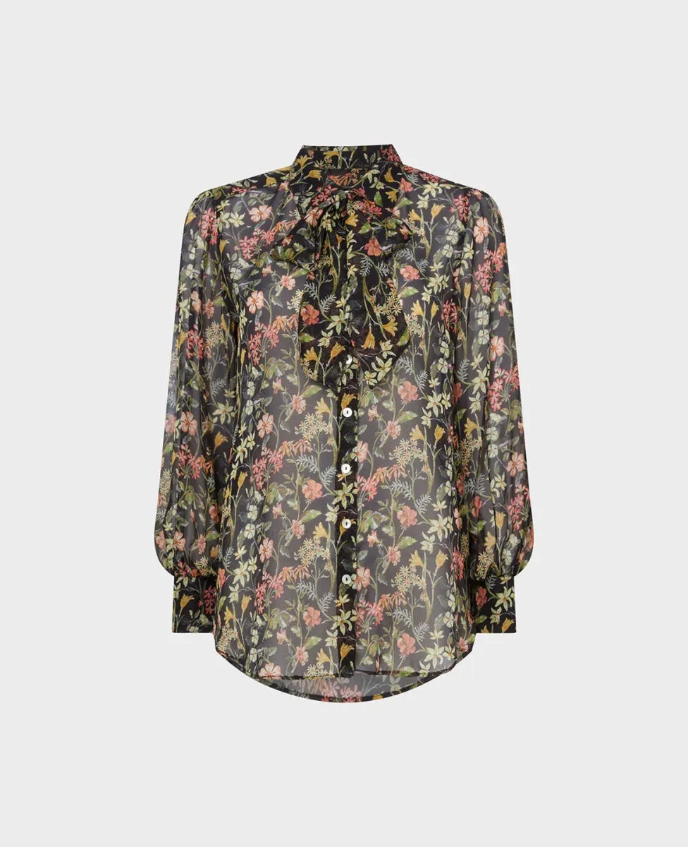 Tie Neck Shirt In Liberty Fabric