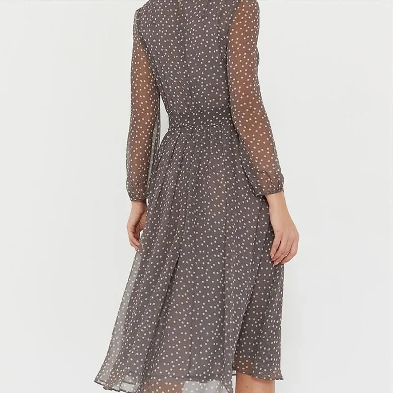 Timeless Polka Dot Midi Dress with Belt