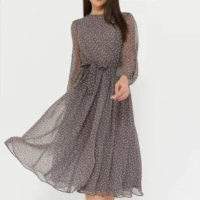 Timeless Polka Dot Midi Dress with Belt