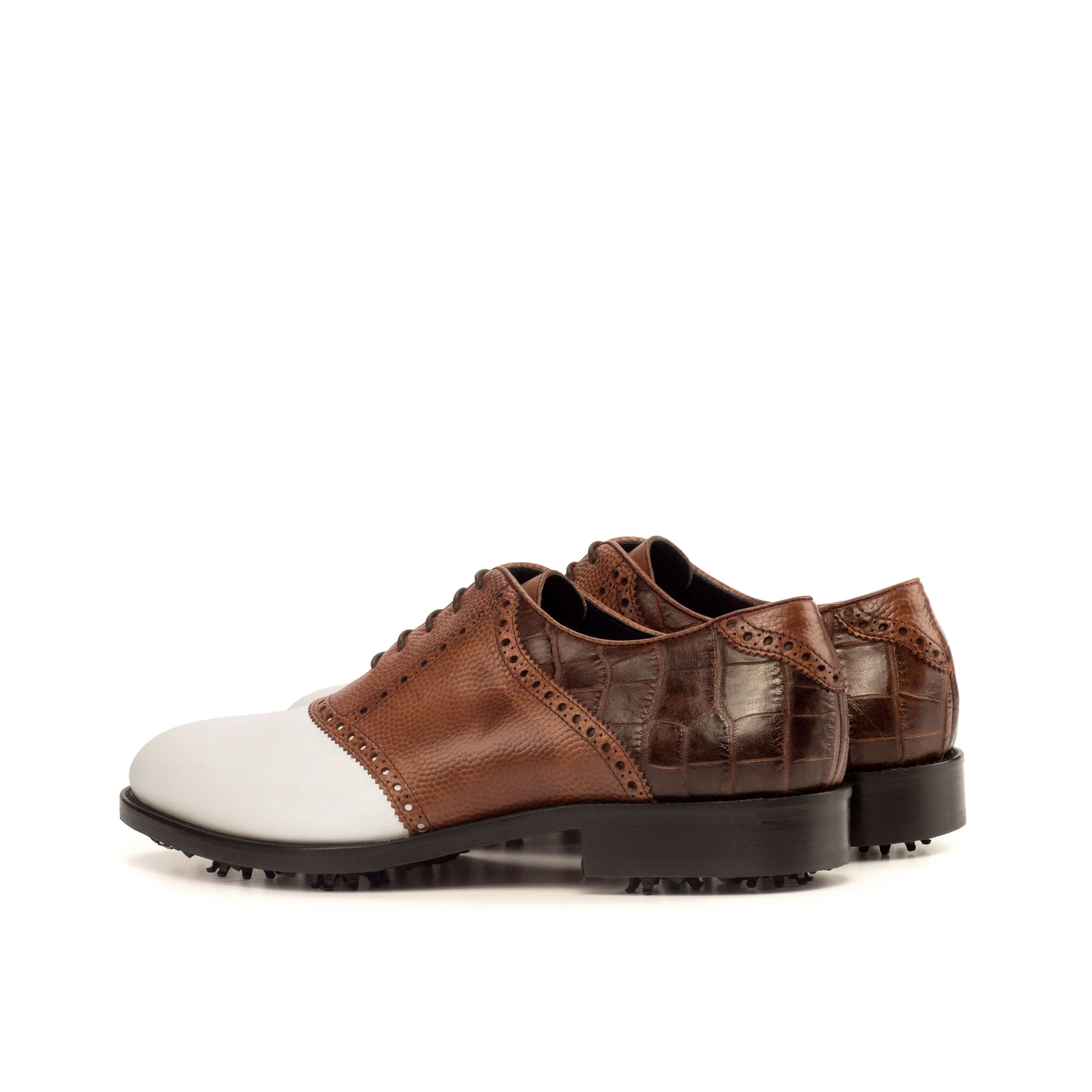 White & Brown Saddle Golf Shoes