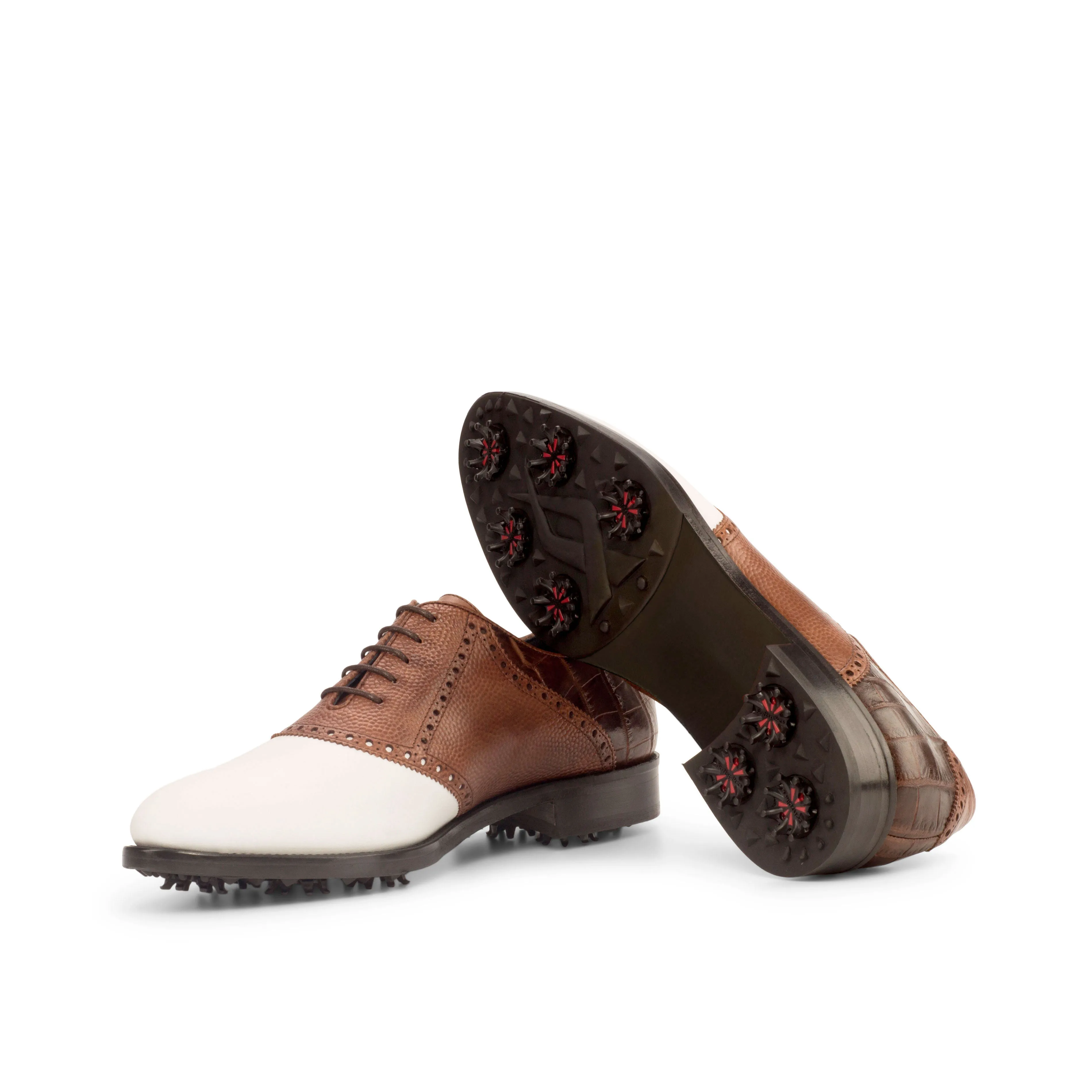 White & Brown Saddle Golf Shoes