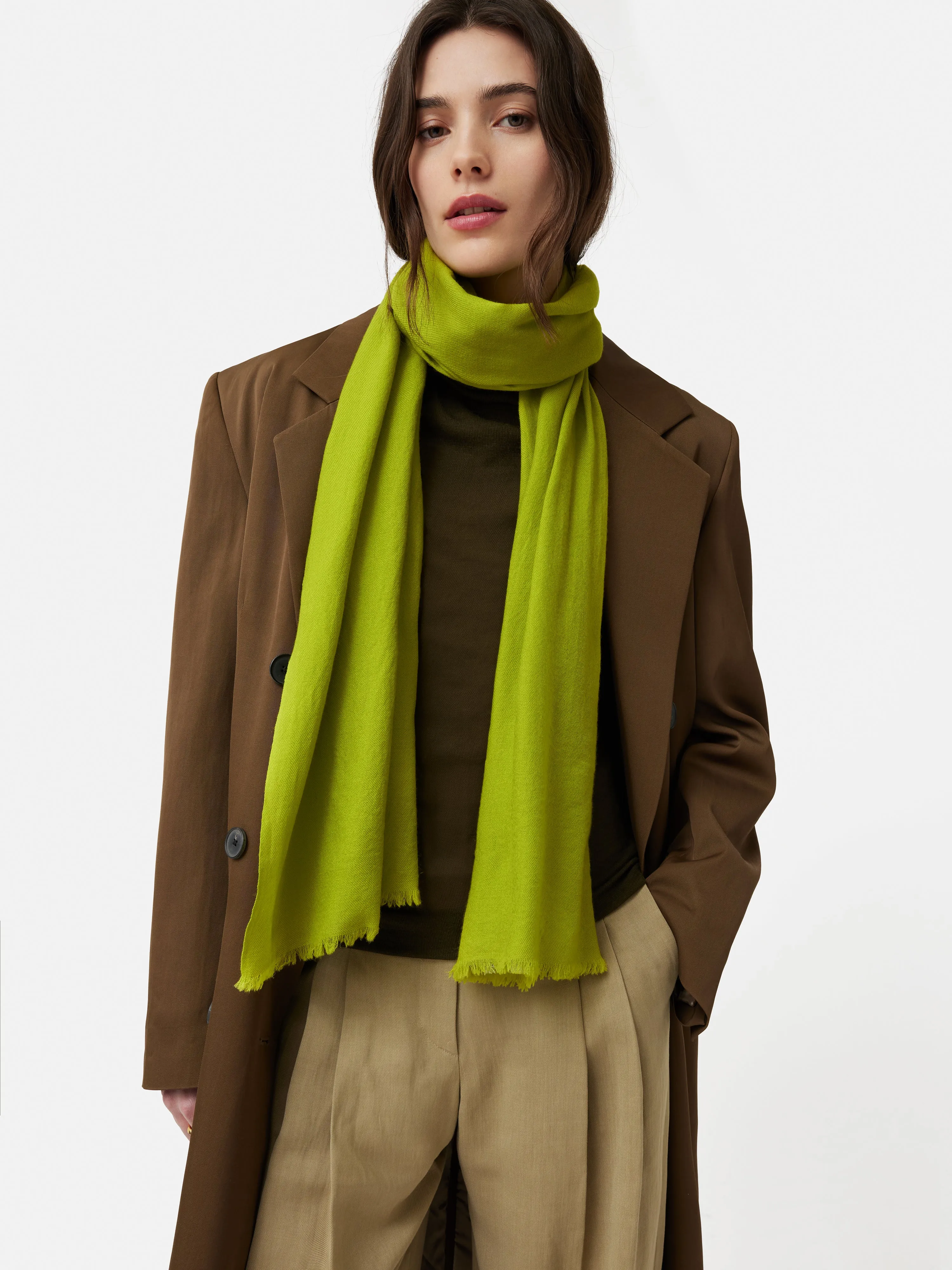 Wool Silk Pashmina | Lime